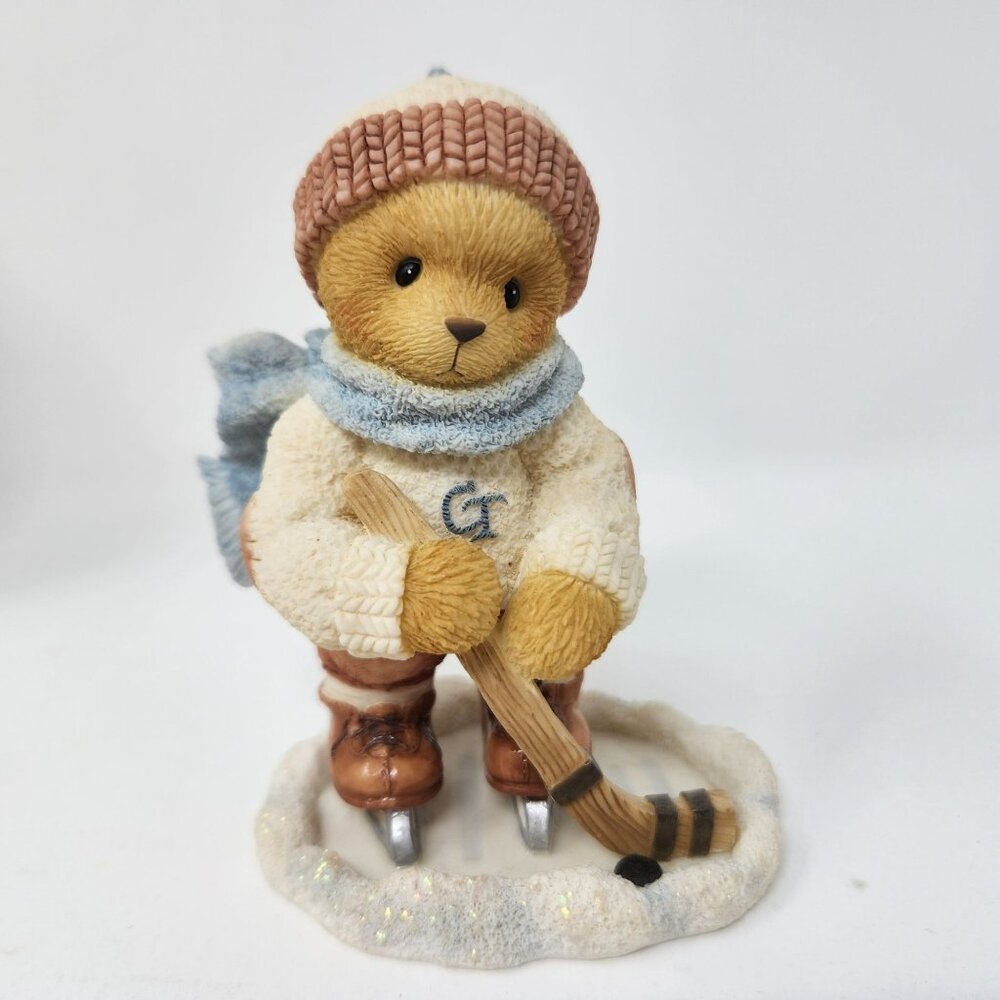 Cherished Teddies Brandon "Friendship Is My Goal" Hockey Player Figurine Box & C
